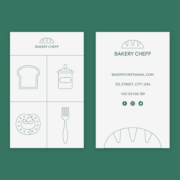 Geometric bakery cheff business card