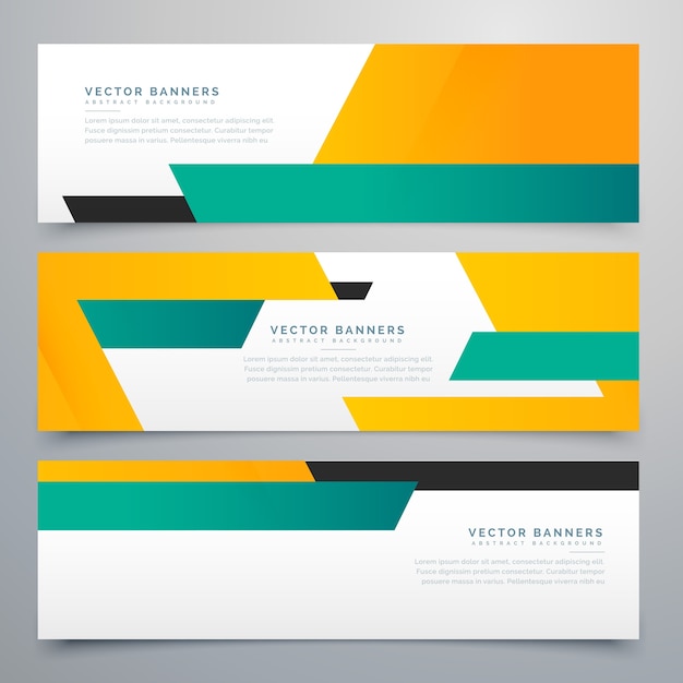 Geometric banners, teal and orange