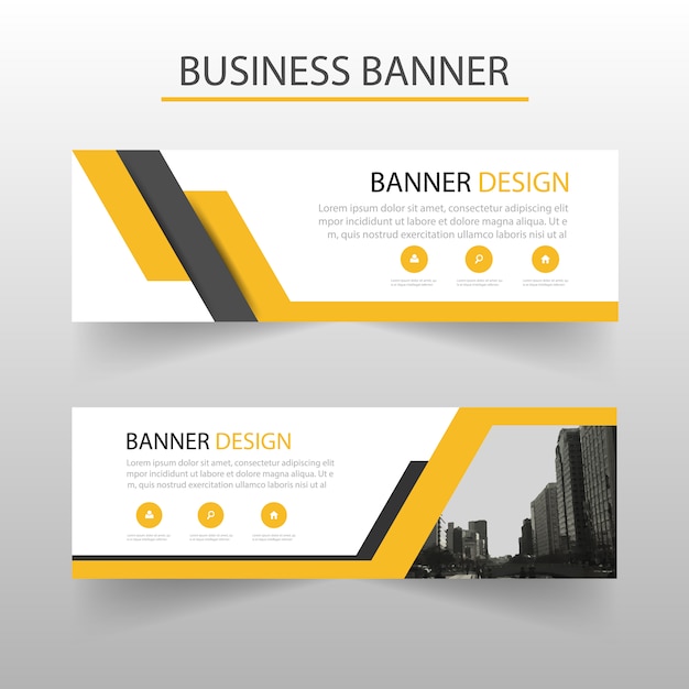 Geometric banners template with yellow shapes