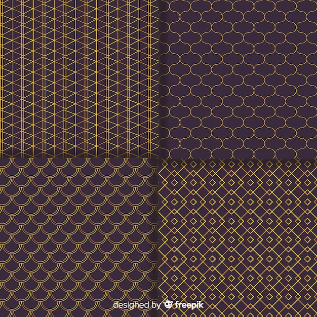 Free vector geometric brown luxury pattern collection