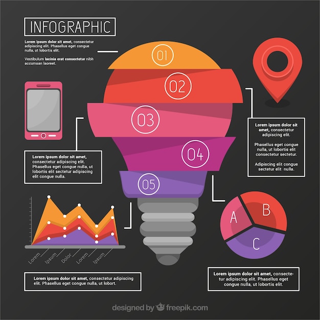 Free Vector geometric bulb infographic