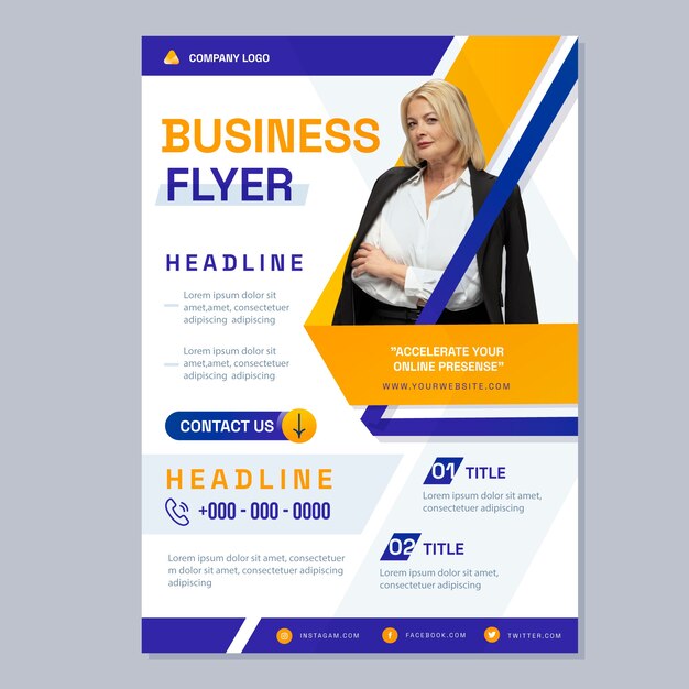 Geometric business banner with photo