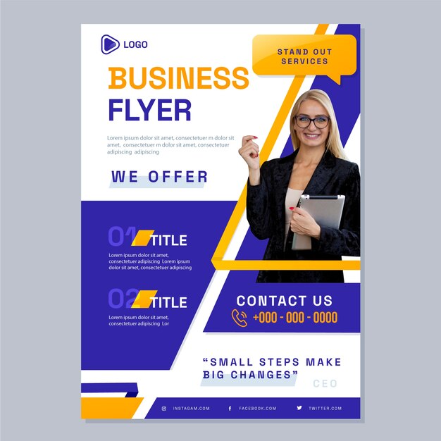 Geometric business banner with photo