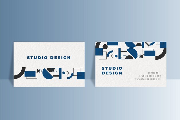 Geometric business card on classic blue color