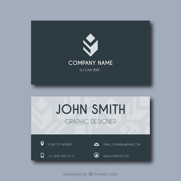 Free vector geometric business card with flat design