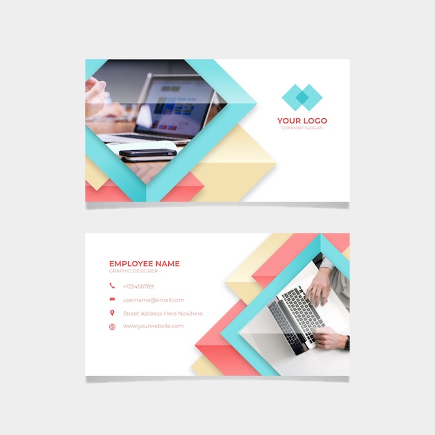 Geometric business card with photo