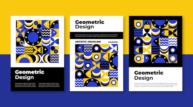 Geometric business cover collection template