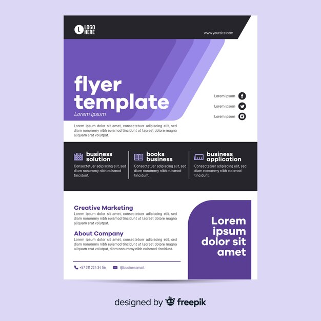 Geometric business flyer template flat design