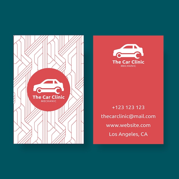 Geometric  car clinic mechanic business card