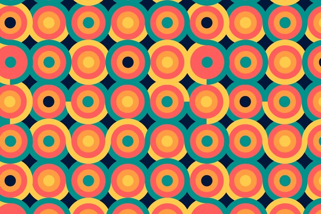 Geometric circular groovy seamless pattern