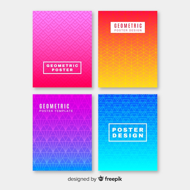 Geometric colorful gradient poster collection