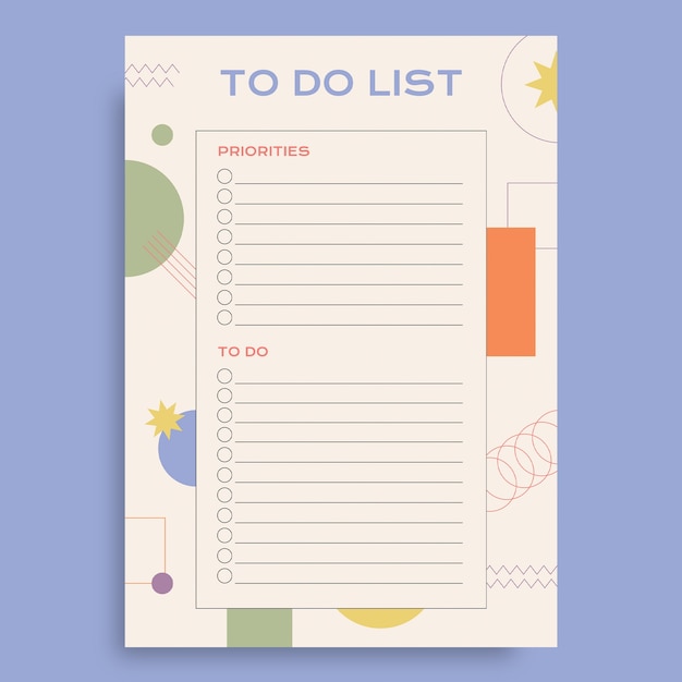 Free Vector geometric daily to do list