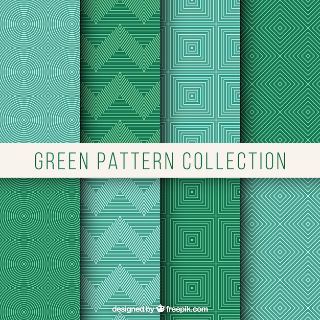 Free vector geometric decorative green patterns