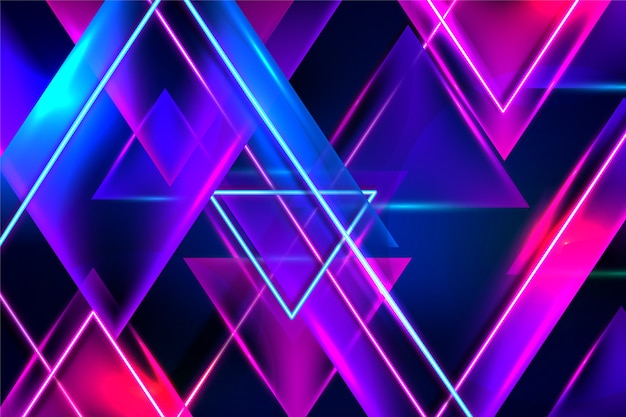 Free vector geometric design neon lights background