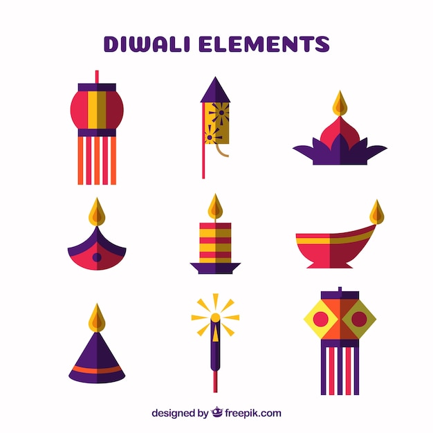 Free Vector geometric diwali elements