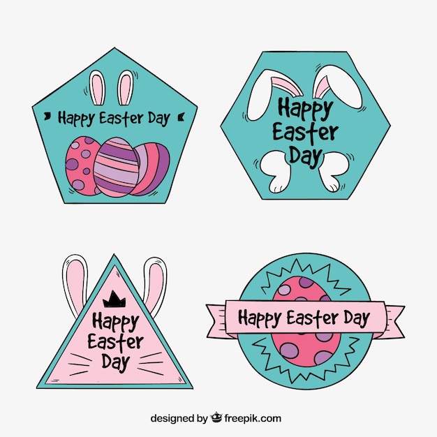 Free Vector geometric easter stickers