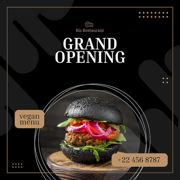 Free Vector geometric elegant riz restaurant social media post