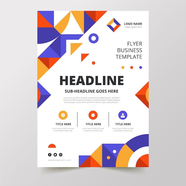 Geometric flat abstract vertical business flyer template