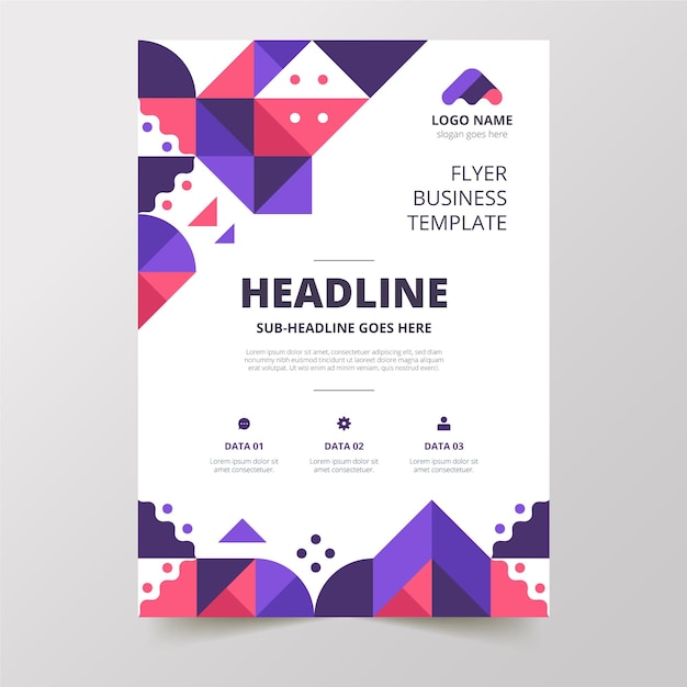 Geometric flat abstract vertical business flyer template