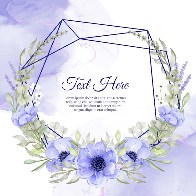 Free Vector geometric flower wreath frame of flower purple anemone