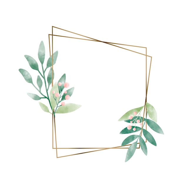 Geometric frame with leaves vector