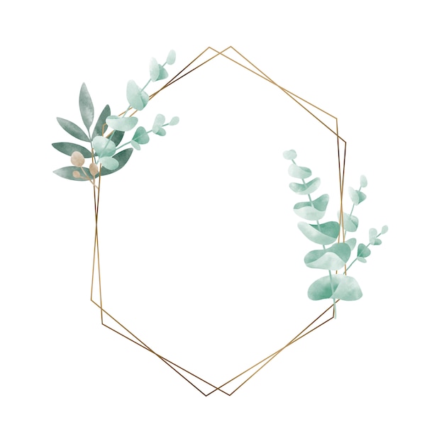 Geometric frame with leaves vector