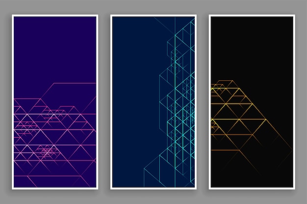 Free Vector geometric futuristic vertical banners set