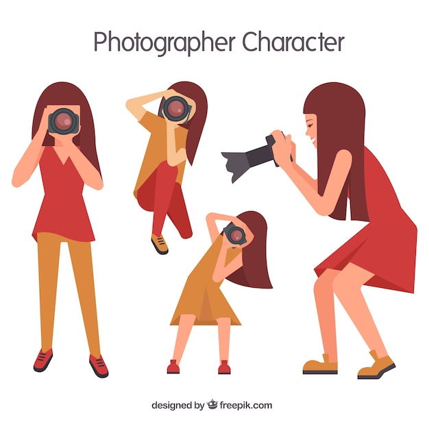 Free vector geometric girl photographer