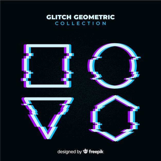 Free vector geometric glitch collection