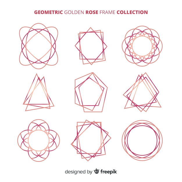 Free Vector geometric golden rose frame collection