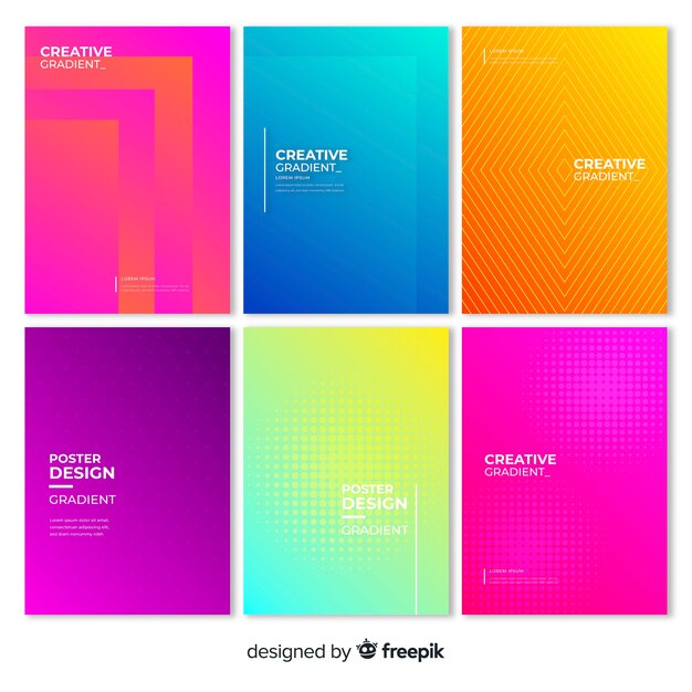 Geometric gradient poster collection