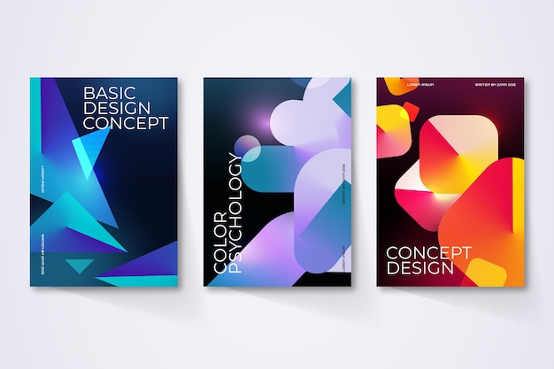 Free Vector geometric gradient shapes covers