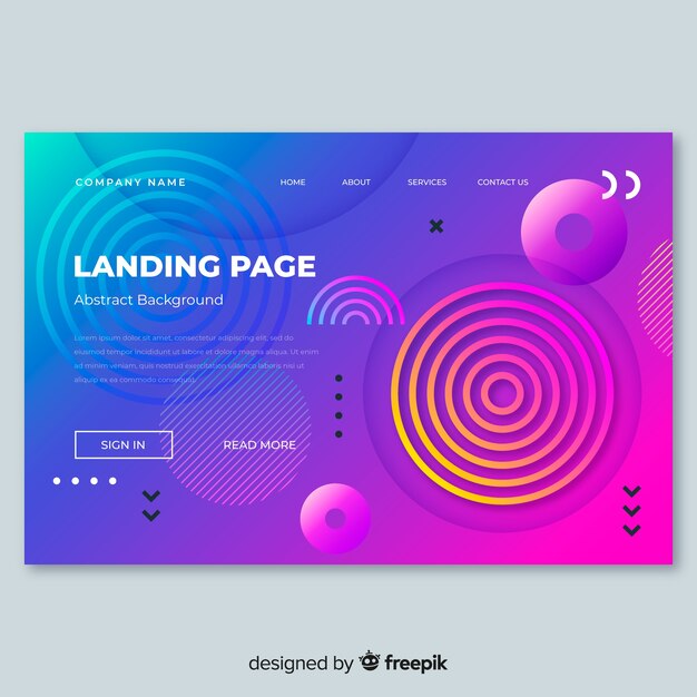 Geometric gradient shapes landing page