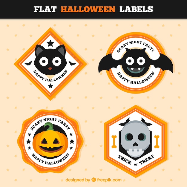 Geometric halloween stickers in flat style