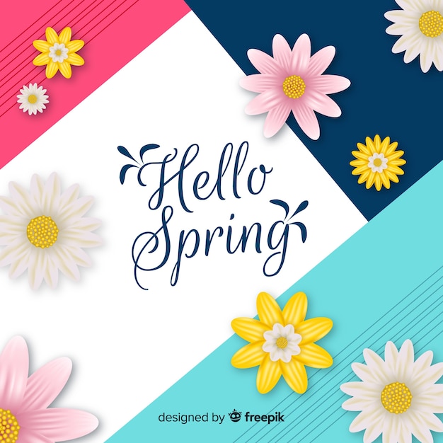 Geometric hello spring background