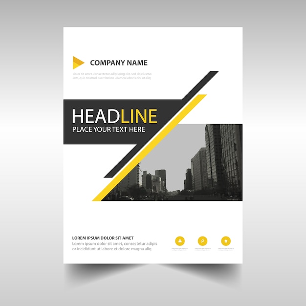 Geometric leaflet with yellow and black lines