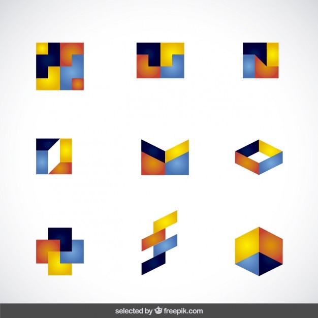 Free Vector geometric logos in colorful style collection 