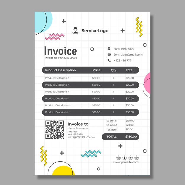 Geometric mechanic invoice template