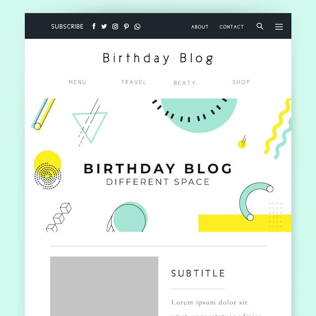 Geometric minimalist birthday blog header