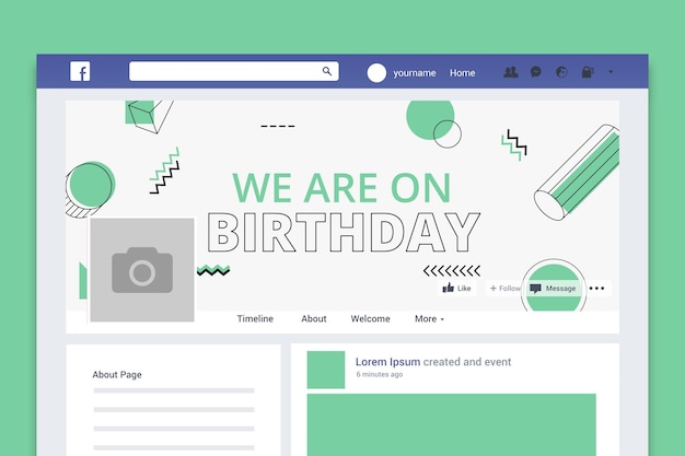 Geometric minimalist birthday social media cover