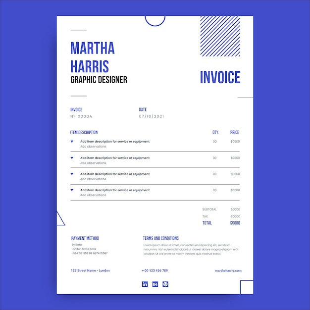 Free Vector geometric minimalist designer invoice