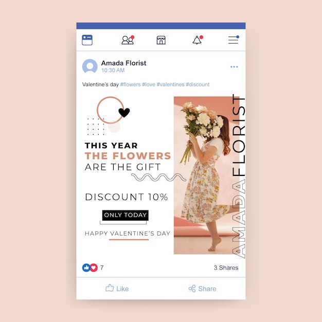 Geometric minimalist valentine's day social media post template