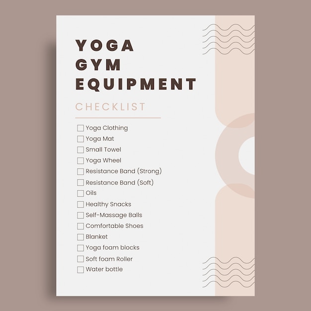 Geometric minimalist yoga gym equipment checklist