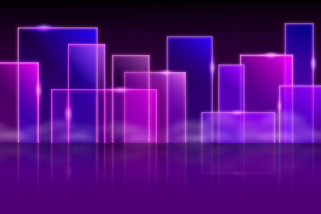 Free Vector geometric models neon lights background