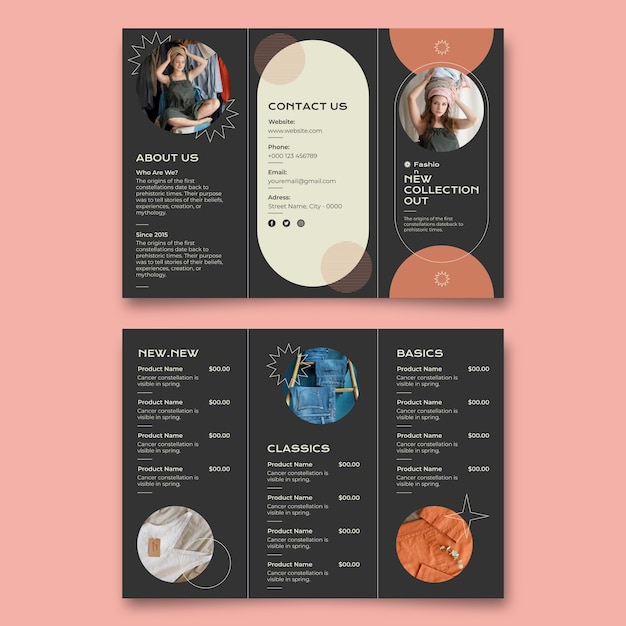 Geometric modern fashion trifold brochure template