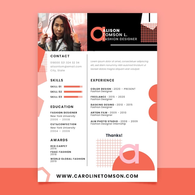 Geometric monocolor fashion resume