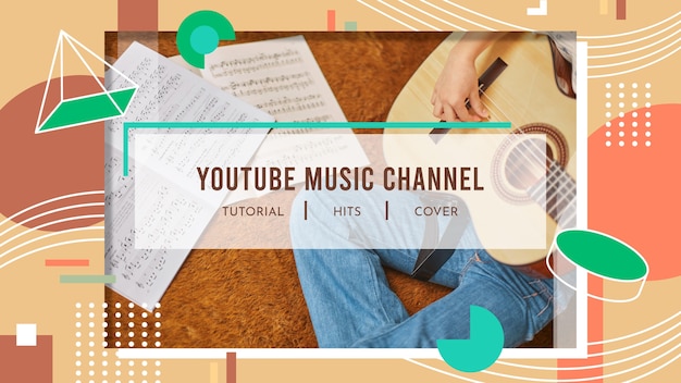 Free Vector geometric music youtube channel art