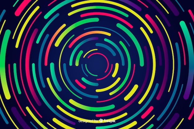 Geometric neon circles background