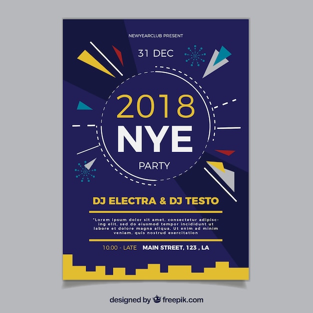 Geometric new year's party flyer