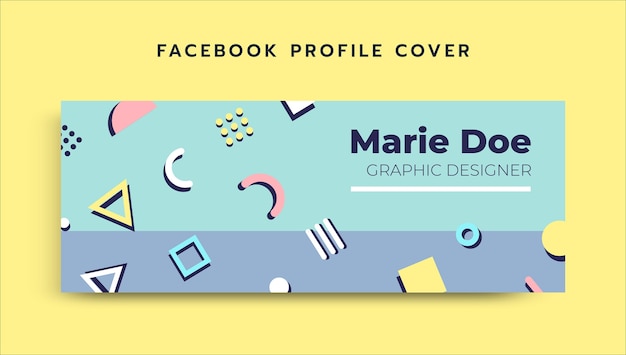 Geometric pastel designer social media profile cover template